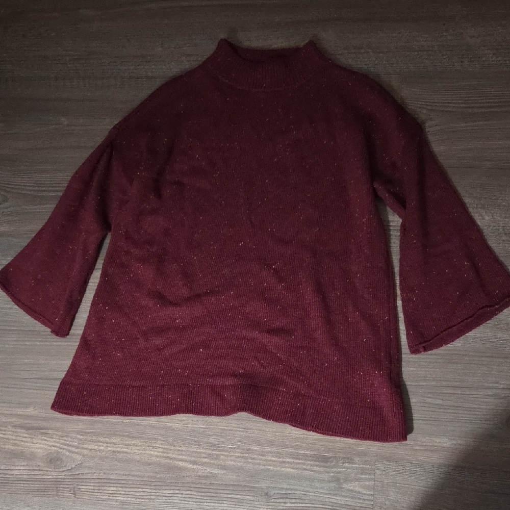 Burgundy Knit Sweater with Bell Sleeves